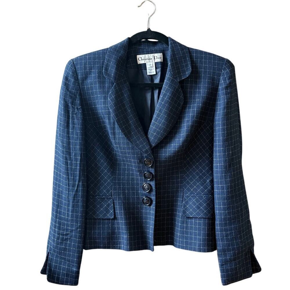 Vintage Christian Dior Navy Pinstripe Menswear Blazer Size 2.